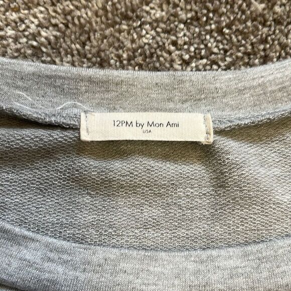 12PM by MON AMI women’s Red RAGLAND plaid sleeves sweatshirt / top / grey Large - Picture 6 of 10